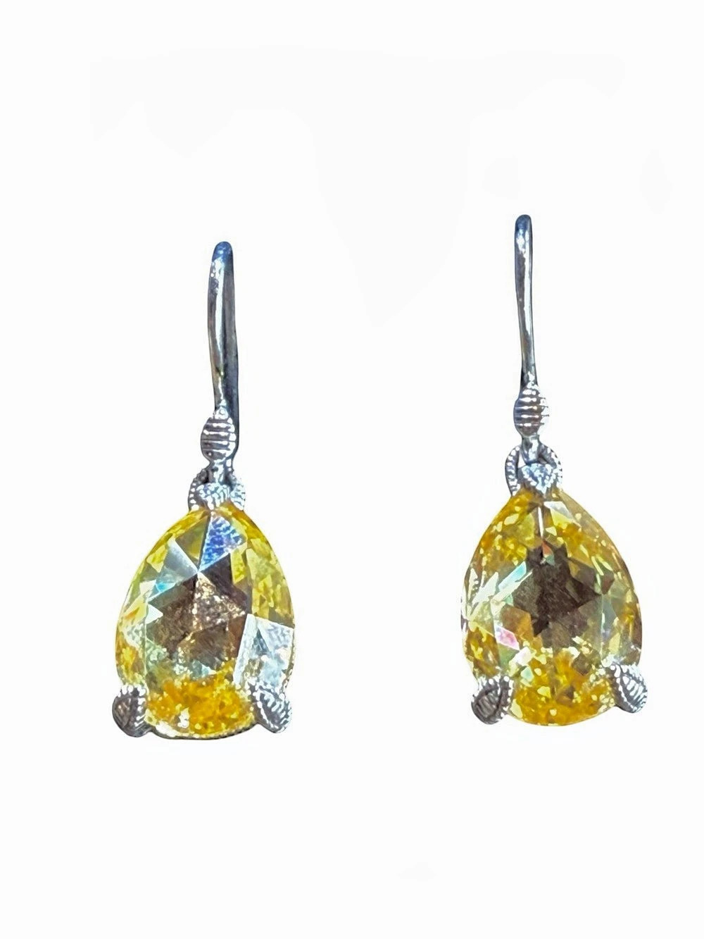 Judith Ripka Citrine Drop Earrings Sterling Silver (JR 925)
